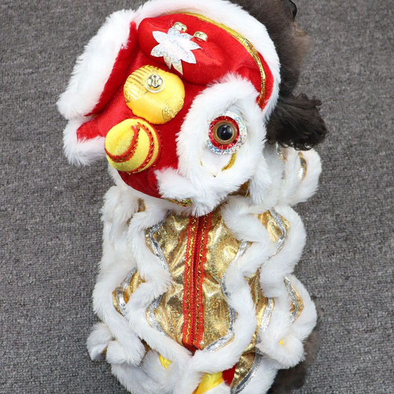 Sư Tử Khiêu Vũ Quần Áo Chó Quần Áo Năm Mới Quần Áo Năm Mới Sư Tử Khiêu Vũ Teddy Lễ Hội Corgi Mèo Dou