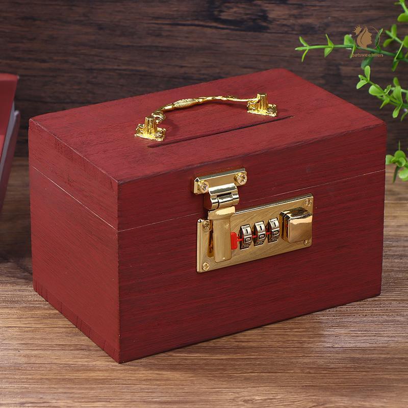 [PE] Hộp Gỗ Mật Khẩu Lo Tiết Kiệm Tiền Hộp Đựng Tiền Xu Heo Đất Tổ Chức Với Lo Hộp Kho Báu Cho Thẻ Đ