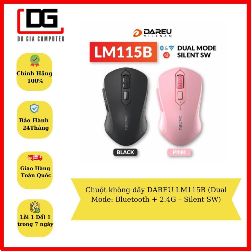 Chuột không dây DAREU LM115B (Dual Mode: Bluetooth + 2.4G – Silent SW)
