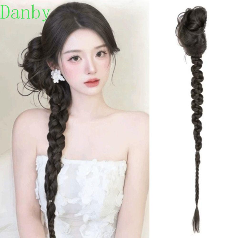 INGALA Twist Braids Bun Tóc giả, Claw Clip Headband Bím dài Buns Hairpiece, Elegant Sweet Fluffy Sid