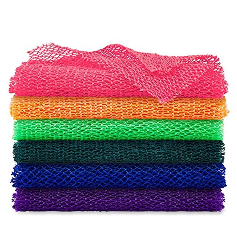 6 Pieces African Net Sponge Authentic Exfoliating Net Bath Shower Body Loofah Scrubber Washcloth Bac