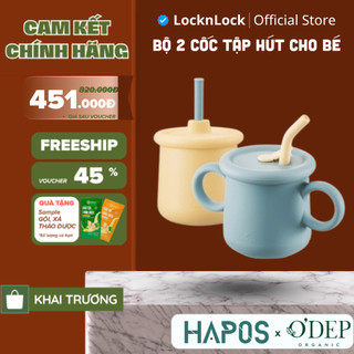 Bộ 2 ly cốc tập hút cho bé uống nước LocknLock 200ml, có quai cầm, Silic có thể làm gặm nướu LBB015S7 - Hapos LOF