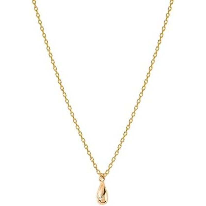 Tiny Bean Pendant 925 Silver Necklace Solid 925 Sterling Silver + 14K Gold, 24K White Gold (Gold)