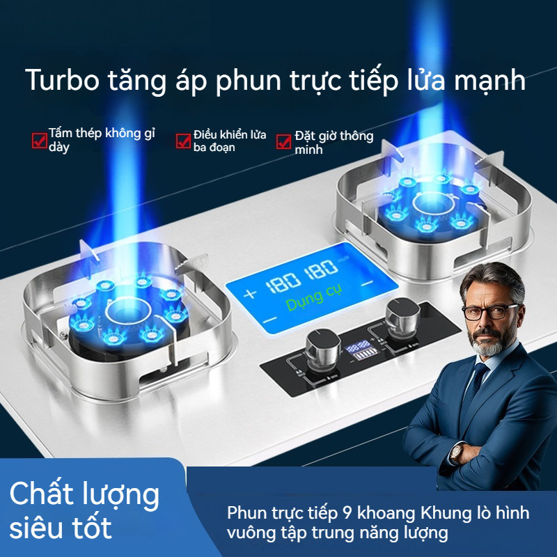 Bếp gas inox gia dụng. Bếp gas tăng áp gắn trên bàn-Gas Stove