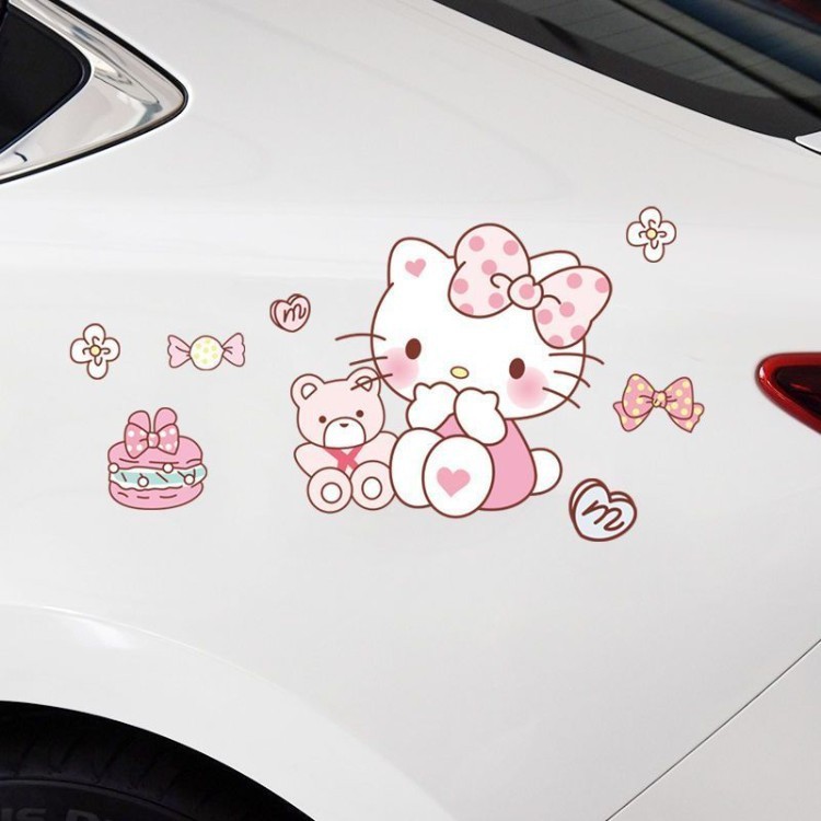 Kitty Kitty Mèo Xe Máy Xe Máy Điện Xe Trang Trí Miếng Dán Xước Bao Miếng Dán Cản Hello Kitty Cửa Xe 