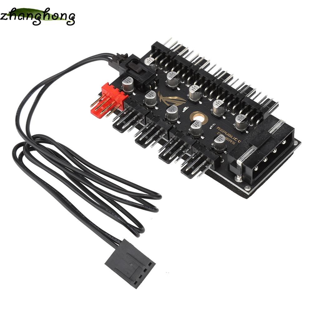 Hub quạt làm mát ZHANGHONG, Hub quạt 12V 10 kênh, Hub quạt bo mạch chủ 4 chân thực PC