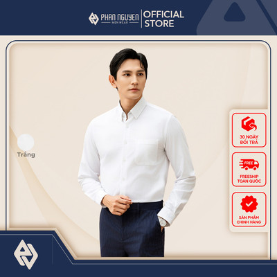 Áo sơ mi trắng dài tay nam Phan Nguyễn, chất liệu cao cấp, mềm mát, form regular fit SMD.1401