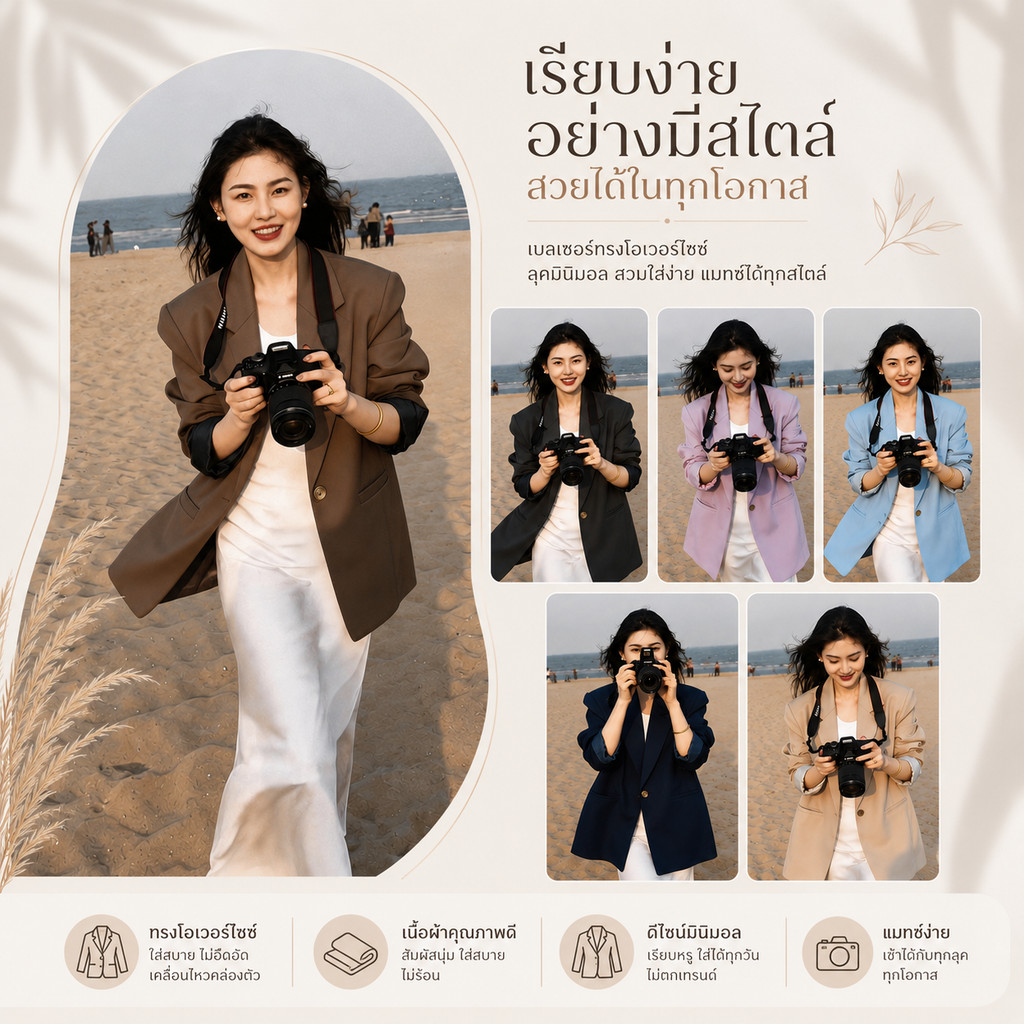 LICIA OVERSIZED Blazer Nữ SUIT S-4XL Màu Trơn Work SUIT-37