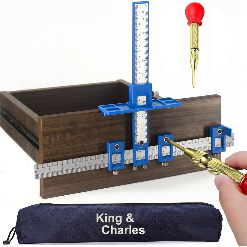 Jig phần cứng tủ, Jig tay cầm tủ King & Charles với cú đấm C tự động, tránh Jitter gây ra bởi khoan 