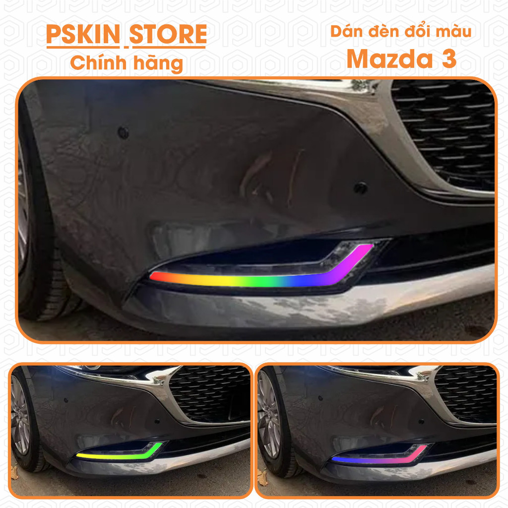Dán decal đổi màu đèn demi cho Mazda 3 daylight, trang trí xe hiệu PSKIN