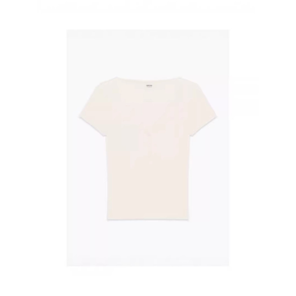 Aritzia New Spring and Summer V Slim-fit stretchy henley short-sleeve shirt for women, versatile and