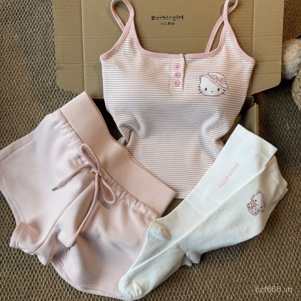 Phổ biến với Ngực Miếng Lót Dễ Thương Hot Girl Vest Sling Nút Đơn Xuân Hè Phong Cách Mới Ngọt Ngào T
