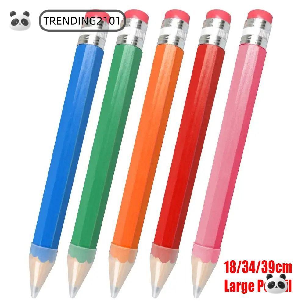 TRENDING Giant Pencil, 18 / 34 / 39CM Đồ chơi mới lạ Bút chì lớn, Đạo cụ hiệu suất bằng gỗ chất lượn