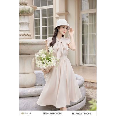 Áo nude vai bèo cổ dây nơ thiết kế Elise ES2501015TSWOBE