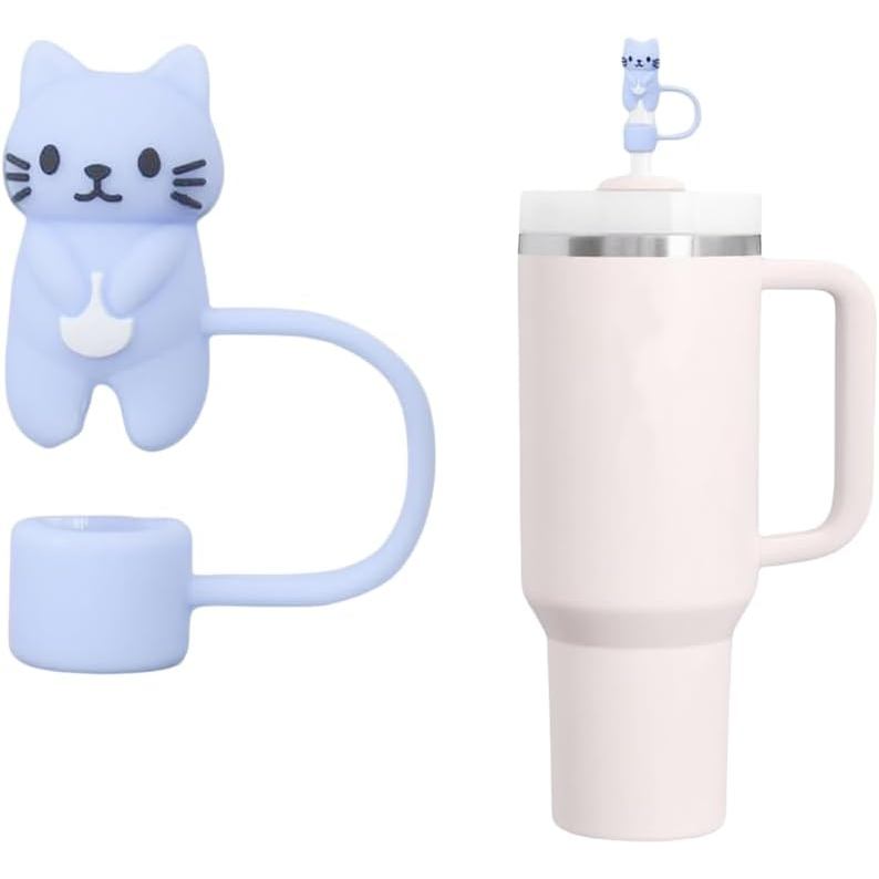 Ống Hút Cho Stanley 10 Mm 0.4in Hình Mèo Silicone Ống Hút Topper Cho Stanley Tumbler 30Oz & 40Oz (Xa