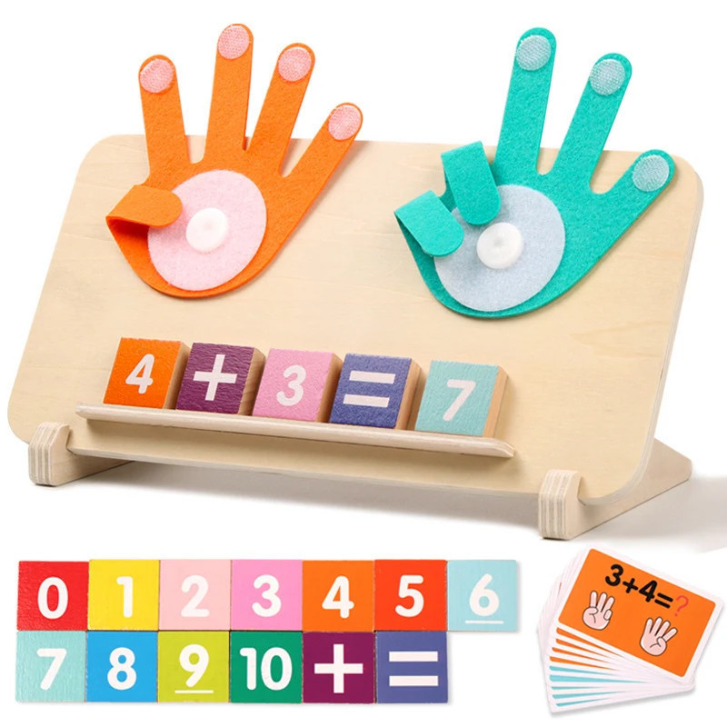 Baby Montessori Finger Arithmetic Toy Wooden Number Blocks  STEM Educational Toys Gifts for Kids