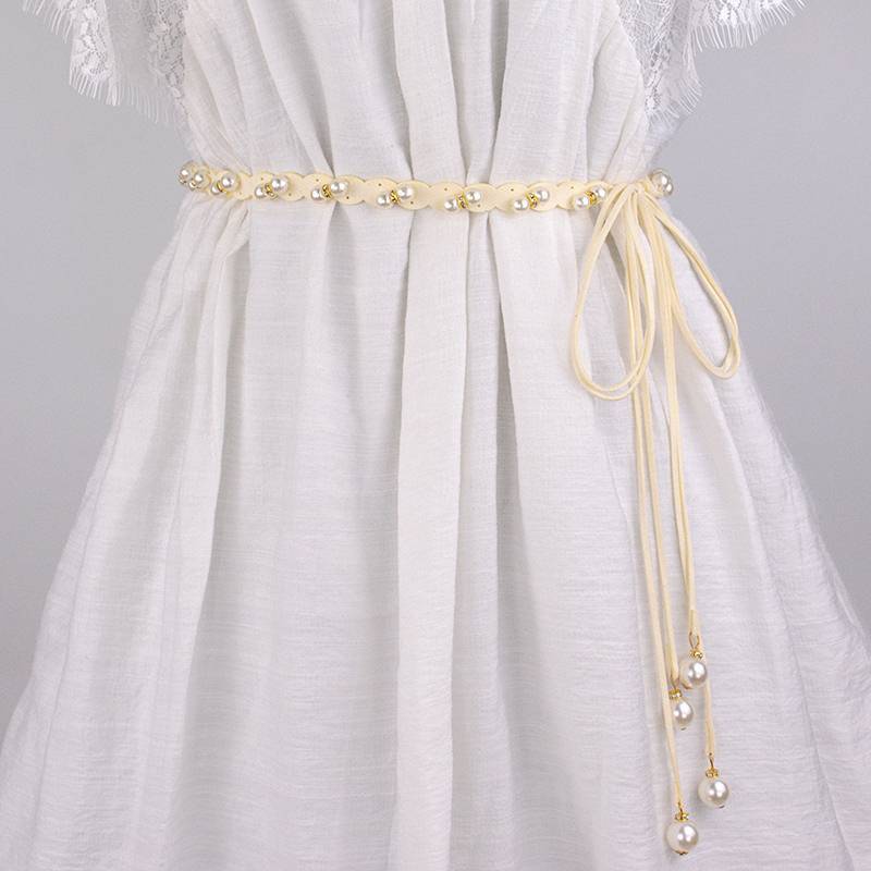 Fashionable Pearl Waist Chain Thin Belt Dress Simple All-Match Waist Rope Sweet One-Suit Skirt Decor
