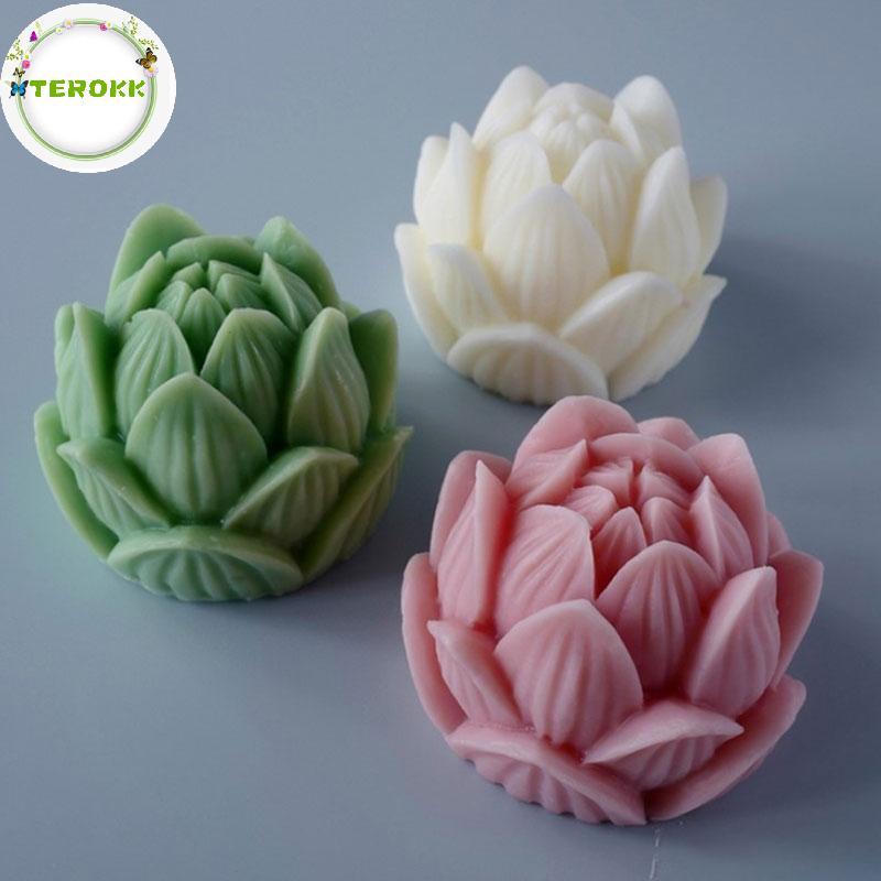 Nến thơm khuôn silicon 3D hình hoa sen và xà phòng DIY - Việt Nam