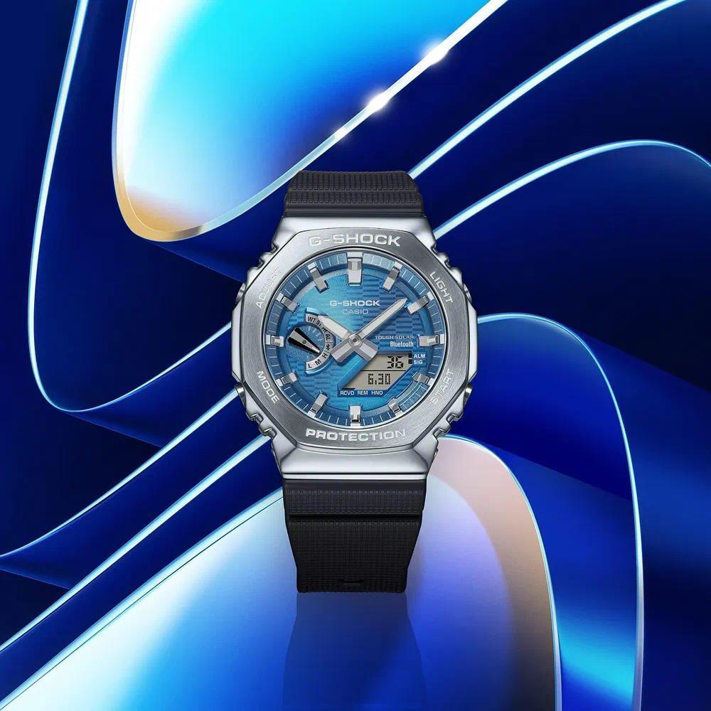 Áp dụng cho GBM-2100A-2B màu xanh AutoLight Steel Analog Digital G-STEEL Phụ kiện dây đeo thể thao w