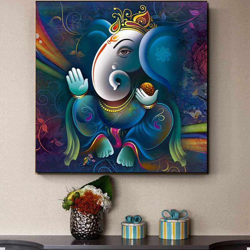 Nhiều Màu Sắc Chúa Ganesha Nghệ Thuật Không Khung Chống Thấm Nước HD Canvas Nghệ Thuật Phong Cách Ti