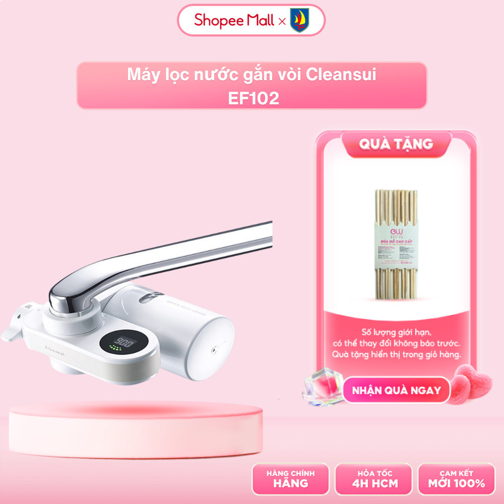 Máy lọc nước gắn vòi Cleansui EF102 - Sản xuất tại Nhật Bản-Cảnh báo thay lõi-Công suất lọc 900 lít