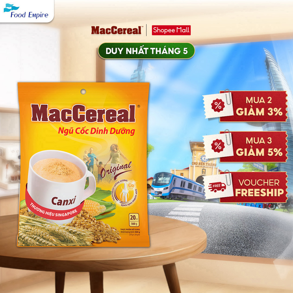 Bột Ngũ Cốc Dinh Dưỡng Canxi MacCereal (túi 20 gói x 28g)