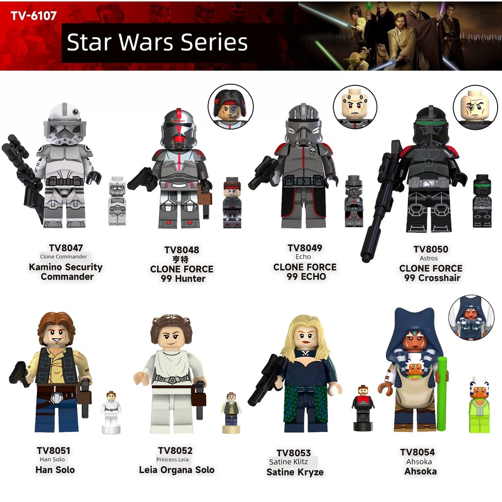 TV6107 Star Wars Series Nhân bản Hansololeya Asoka lắp ráp khối gỗ đồ chơi trẻ em bé trai