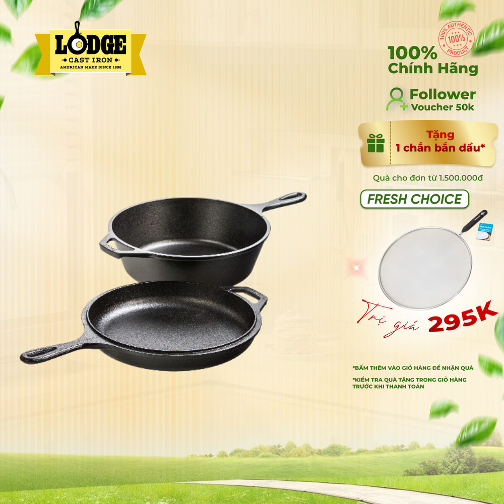 Lodge - Bộ nồi chảo gang - 26cm