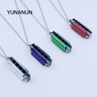 Vòng cổ YUNAUN Harmonica, Harmonica 8 tông màu Woodwind 4 lỗ, Nhạc cụ Mini xích kim loại dành cho trẻ em