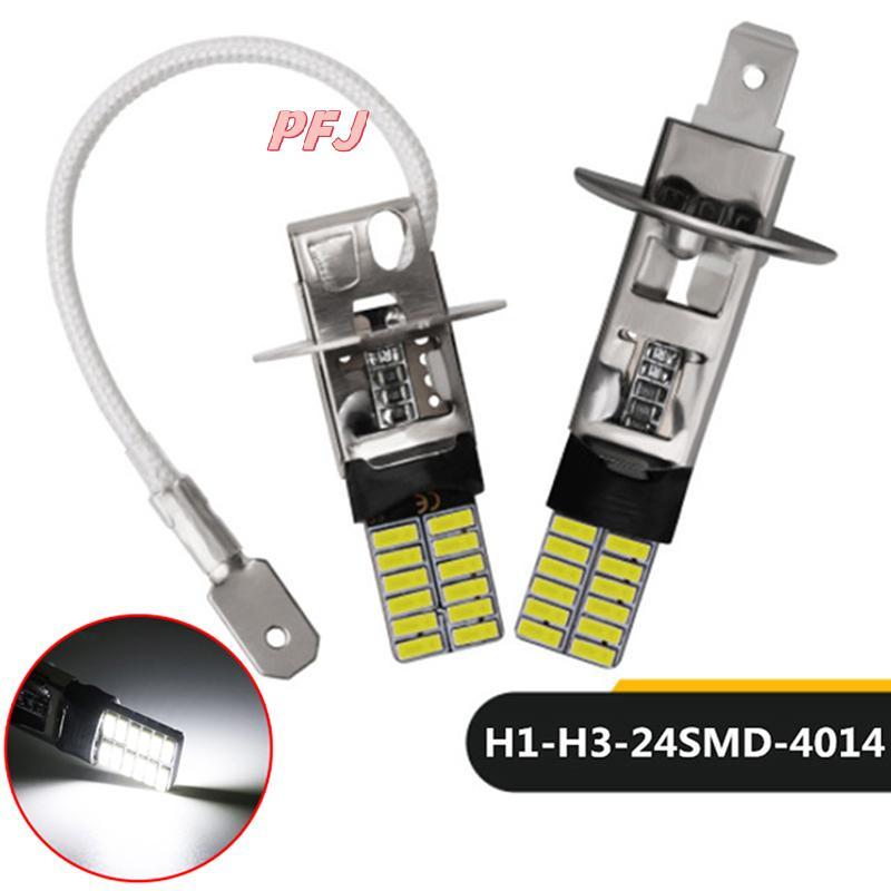 PFJ 2 Bóng Đèn LED H3 H1 Cho Đèn Sương Mù 24 SMD Trắng 12V LED Sương Mù Đèn Chạy Louislifestar