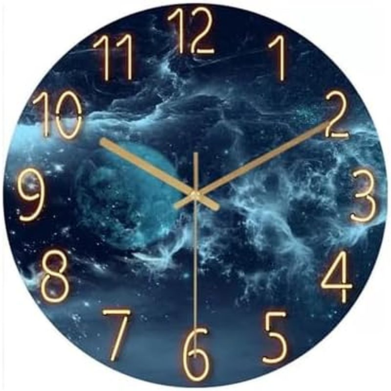 Home Wall Clocks Starry Sky Theme Clock Mute Wall Clock Living Room Clock Bedroom Creative Quartz Cl
