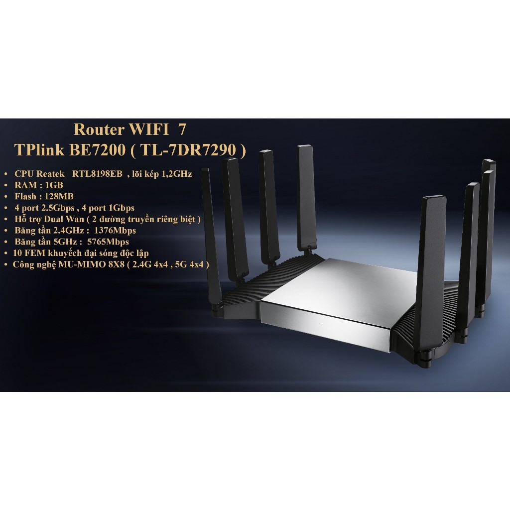 [BH 6 tháng] [ New seal box] Bộ Phát Wifi 7 TPlink BE7200 ( TL-7DR7290 ) - xuyên tường cực mạnh - ch