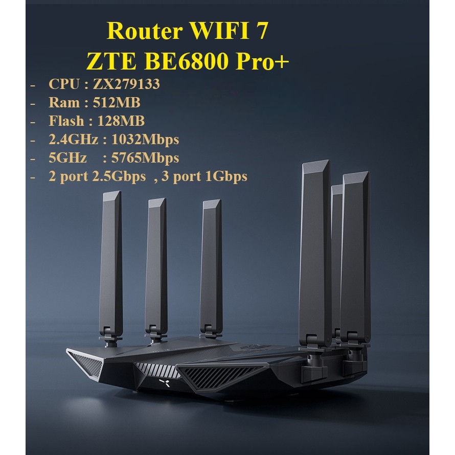 [BH 6 tháng] [ New Seal ] Bộ phát Wifi 7 Router ZTE BE6800 Pro+ - Xuyên tường mạnh - Chịu tải cao