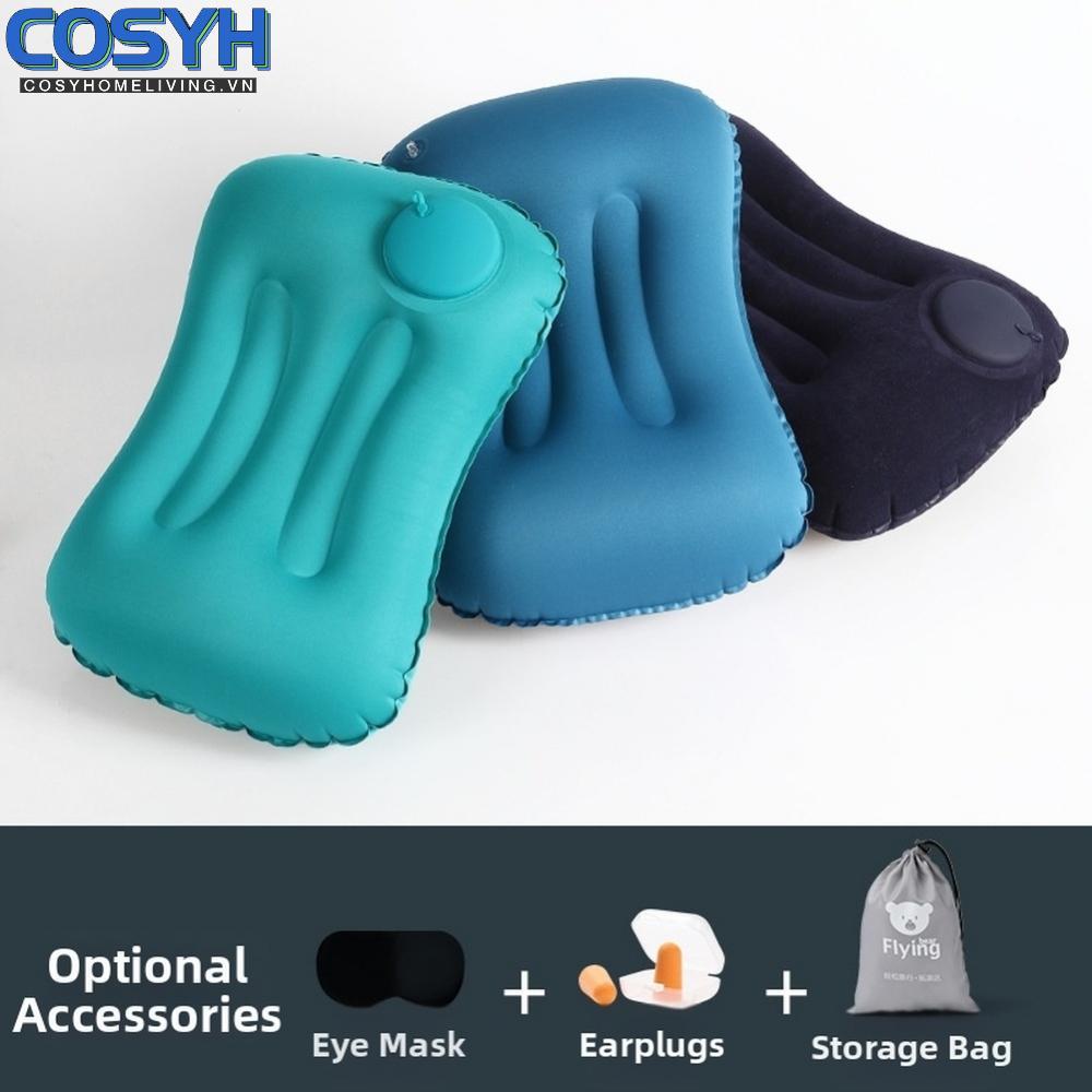 <cosyh>Inflatable Pillow Cool Ice Silk Ergonomic Curved Design Neck And Waist Contours