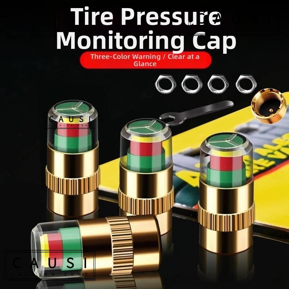 CAUSI 9 Cái / bộ Mũ cảnh báo áp suất lốp ô tô, Mũ phát hiện áp suất lốp phát hiện trực quan chống tr