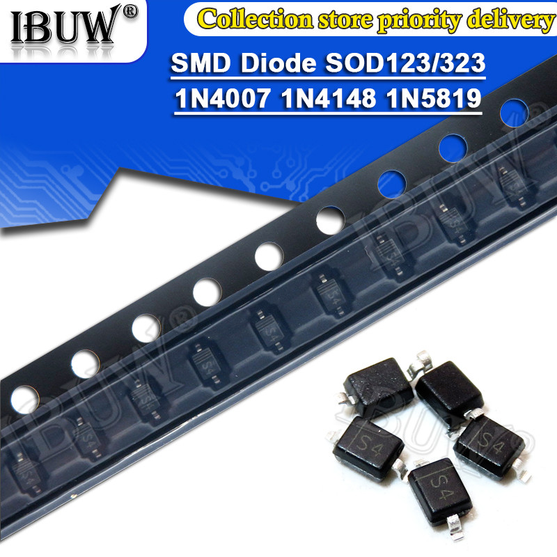 100 chiếc SMD diode 0805 SOD-123 1N5819 1N4007 1N4148 SOD123 SOD-323 1206 1N4148WS 1N5819WS SOD323 Đ