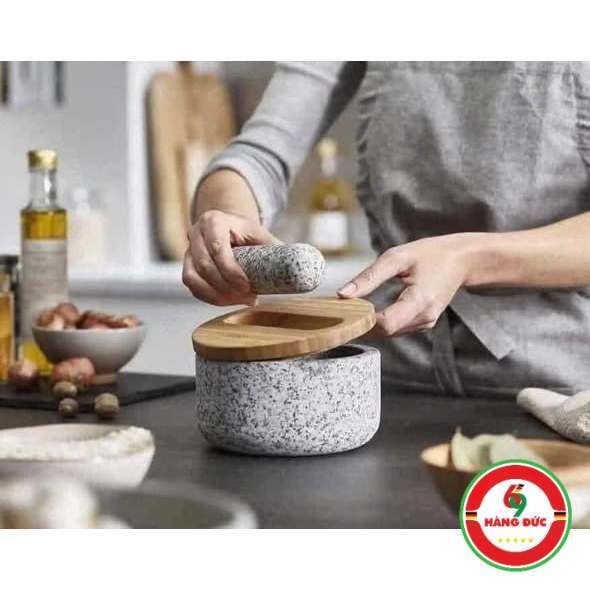 Bộ chày cối Joseph Joseph 20176 Dash Pestle & Mortar with Bamboo Lid - Granite