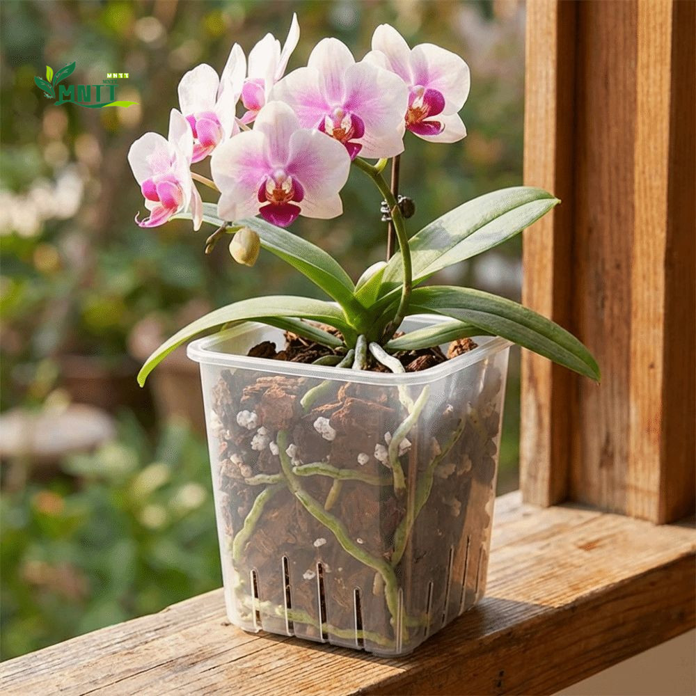 MNTT Chậu hoa trong suốt Giá đỡ cây vuông Trồng hoa lan trong nhà
