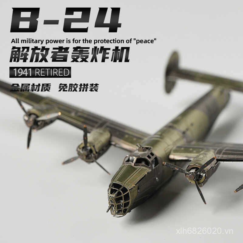 B24 Liberator Máy bay ném bom Khối xây dựng máy bay Ba chiều Mô hình lắp ráp kim loại tự làm Mô hình