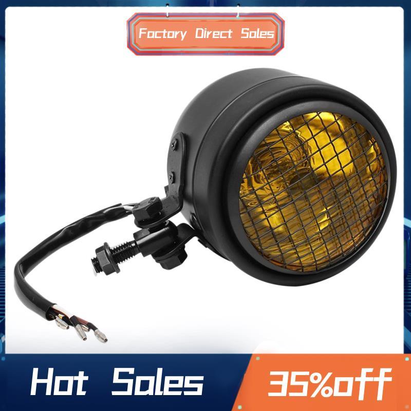 Xe Máy Retro Đèn Pha Halogen Trước Đèn Giá Đỡ Cho CG125 Vàng
