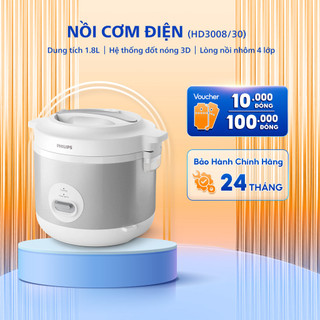Nồi cơm điện Philips HD3008/30 - Dung tích 1,8 lít - Chế độ giữ ấm - Bảo hành chính hãng 24 tháng