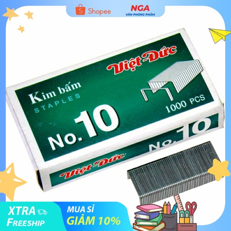 [MUA SỈ GIẢM 10%] [COMBO 3 HỘP] Kim bấm giấy No.10, Việt Đức