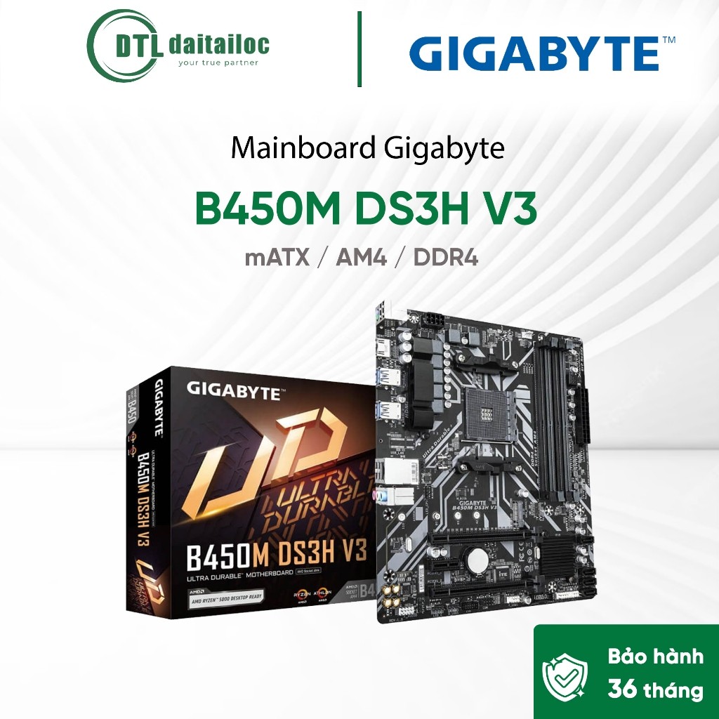 Main Gigabyte B450M DS3H V3 mATX / AM4 / DDR4 | Chính Hãng | Bảo Hành 36 tháng
