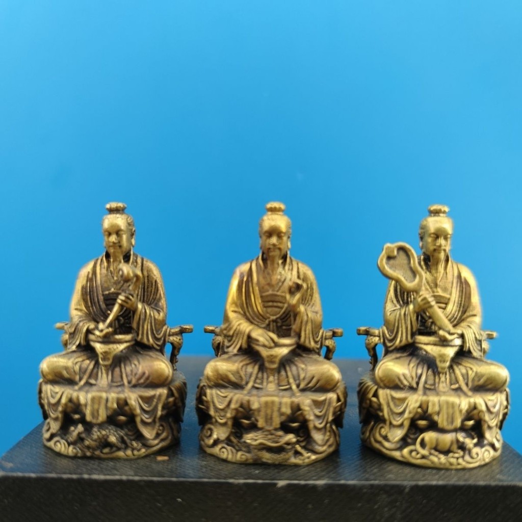 Hàng sẵn có [Phòng cảnh quan] 47mm Sanqing Tianzun Đồng thau Đạo đức thủ công Tianzun Yuan Shitianzu