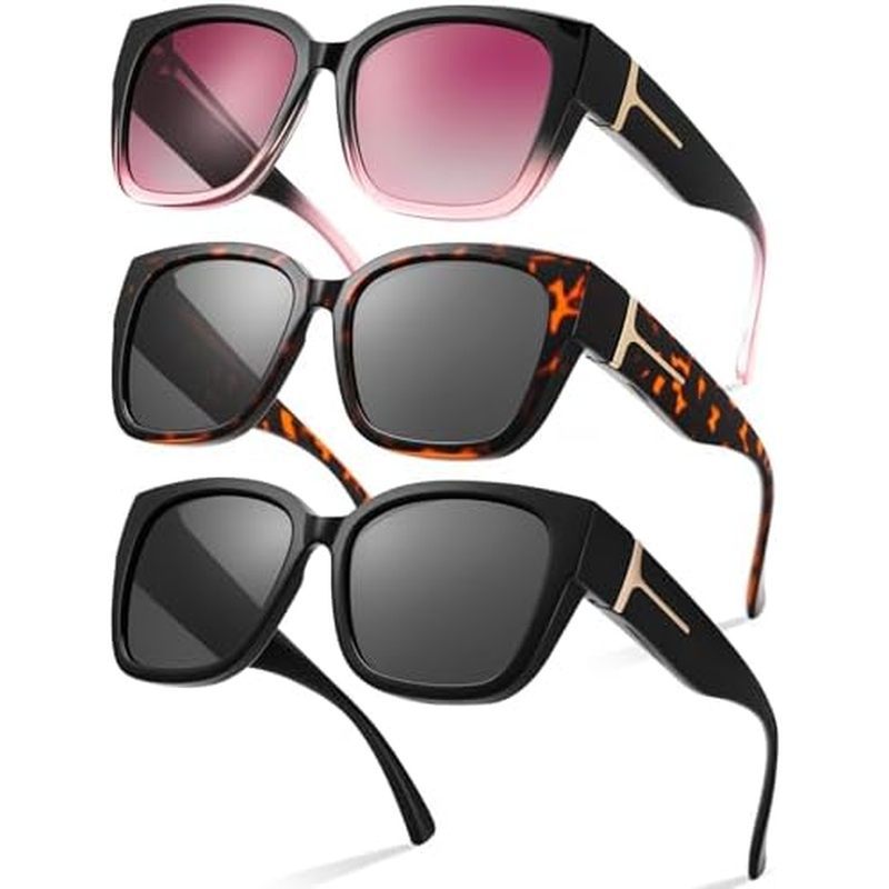 JATEBI 3 Pack Oversized Over Glasses Sunglasses for Women Men Polarized Fit Over Sun Glasses UV400 P
