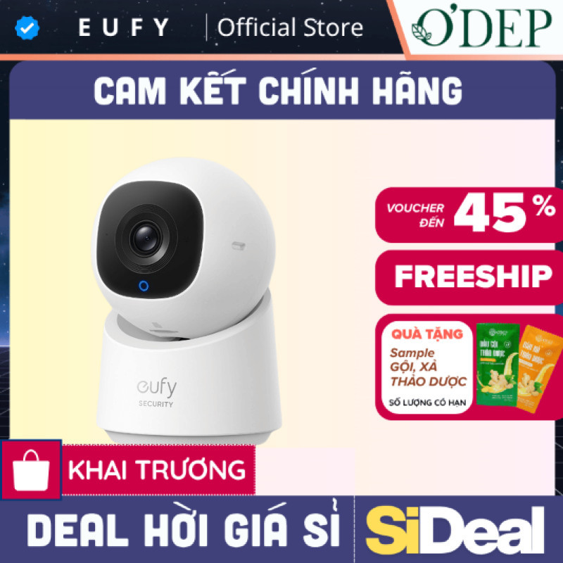 Camera trong nhà Eufy Indoor C220 | 2K rõ nét | AI tracking | Cảnh báo qua app - Hàng chính hãng - S