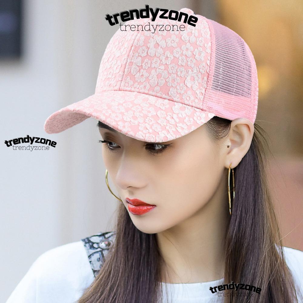 Mũ lưới Trendyzona A0 - Bóng chày hoa ren thoáng khí, vành cong điều chỉnh được, chống nắng mùa hè