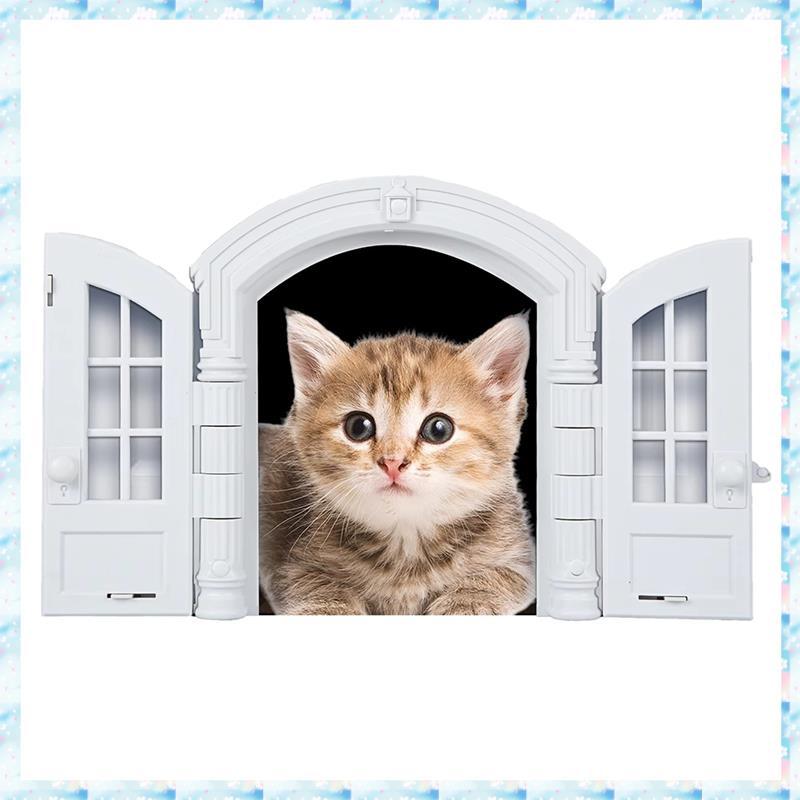 [R Q M U] ABS Double French Pet Door Free Entry and Exit Cat Door Dog Hole