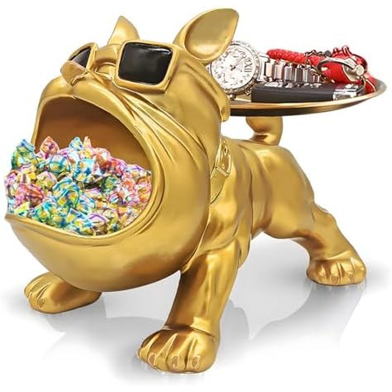 Huhote Resin Pháp Bull Tray Tượng, Bull Candy Dish Key Holder Bowl, Phụ kiện Bull Pháp, Tượng cho bà