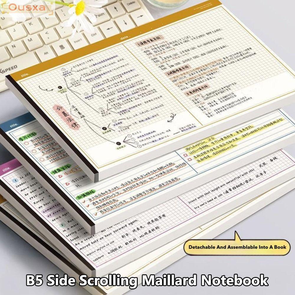 OUSXA 20 Tờ / Sách B5 Notebook, Notepad ngang có thể xé được, Pad pháp lý B5 đa chức năng Học sinh